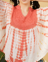 Amy Garnet Embroidered Tie Dye Short Poncho Kaftan Relax Fit