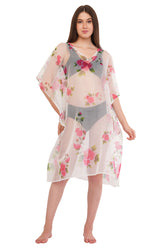 White Pink Beach Kaftan