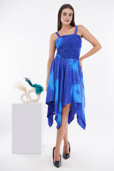 Ocean Blue Smock Flare Dress/Majestic Blue Smock Flare Dress