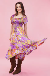 Purple Hues Long Smock Tier Dress
