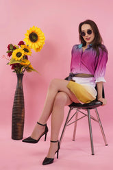 Ombre Short Shirt Dress with Belt