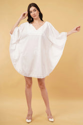 Diva Embroidered Half Circular White Short Kaftan
