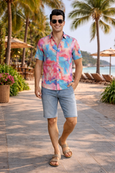 Pink Marble Statement Shirt For Men