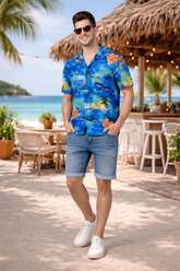 Carribbean Tropical Blue Beach Shirt for Men