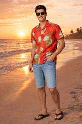 Paradise Red Beach Shirt for Men