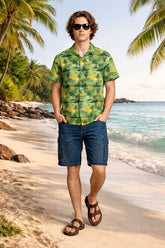 Carribbean Tropical Green Beach Shirt for Men