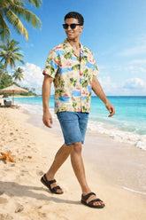 Tropical Flamingo Beach Shirt for Men