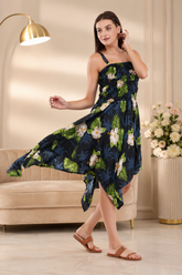 White Flower Smock Flare dress