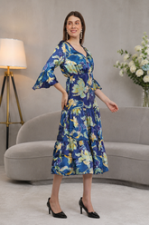Blue Lily Flared Long A-Line Tier Dress