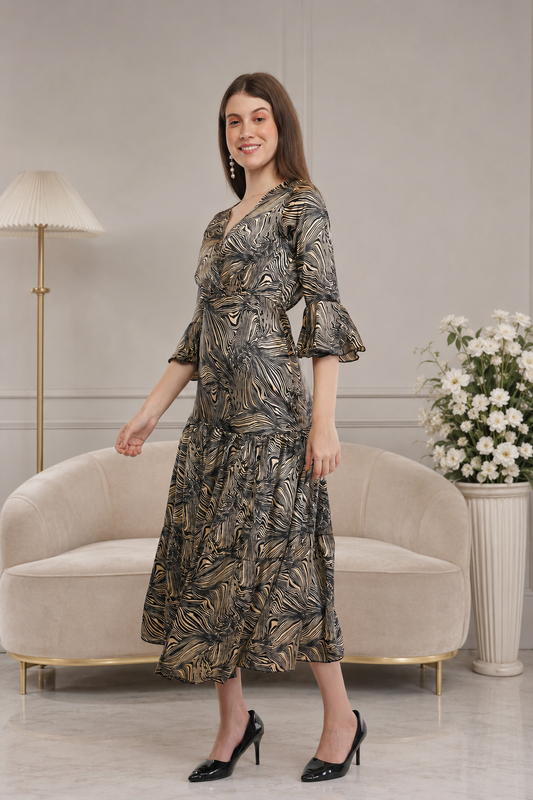 Selena Flared Long A-Line Tier Dress