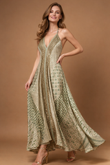 Backless Golden Hues Silk Long dress