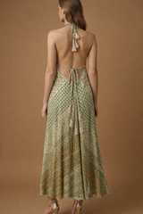 Backless Golden Hues Silk Long dress