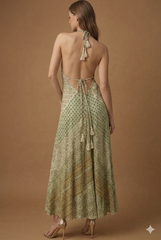 Backless Golden Hues Silk Long dress