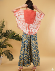 Amy Garnet Embroidered Tie Dye Short Poncho Kaftan Relax Fit