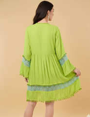 Liva Jade Embroidered Floral Short Dress Relax Fit