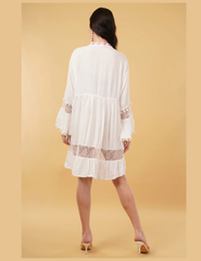 Liva Sage Embroidered Floral Short Dress Relax Fit