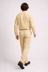Pastel yellow Leisure Linen Men Co-ord Set
