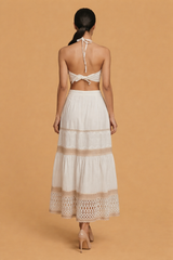 Inara Halter Neck Knot Top with Long Skirt Co-ord set