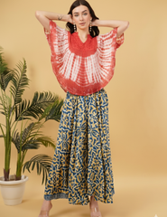 Amy Garnet Embroidered Tie Dye Short Poncho Kaftan Relax Fit