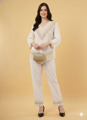 Amaya Embroidered Beige Co-Ord Set