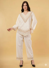 Amaya Embroidered Beige Co-Ord Set