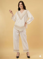 Amaya Embroidered Beige Co-Ord Set
