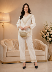 Amaya Embroidered Beige Co-Ord Set