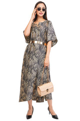 Black Marbal Long Kaftan with strings on the inside               