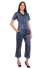 Blue Chain Shirt & Pant Co-Ord  Set              