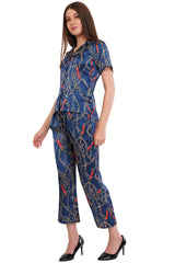 Blue Chain Shirt & Pant Co-Ord  Set              