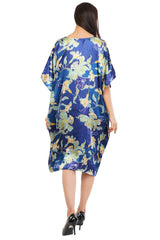 Blue Floral Short Kaftan with strings on the inside               