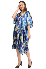 Blue Floral Short Kaftan with strings on the inside               