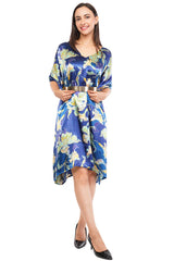 Blue Floral Short Kaftan with strings on the inside               