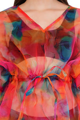 Red Blue Beach Kaftan with strings             