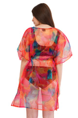 Red Blue Beach Kaftan with strings             