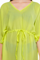 Neon Green Beach Kaftan with strings