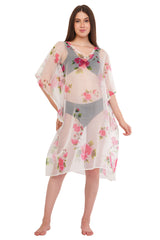 White Pink Beach Kaftan