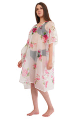 White Pink Beach Kaftan