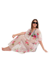 White Pink Beach Kaftan