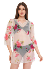 White Pink Beach Throw Kurti