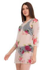 White Pink Beach Throw Kurti