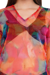 Red Blue Beach Throw Kurti          