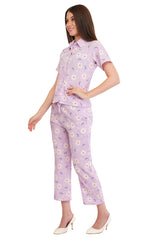 Lavender Floral Shirt & Pant Co-Ord Set