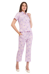 Lavender Floral Shirt & Pant Co-Ord Set