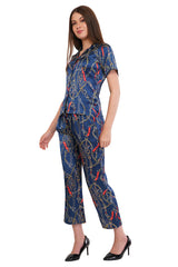 Blue Chain Shirt & Pant Co-Ord  Set              