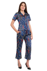 Blue Chain Shirt & Pant Co-Ord  Set              