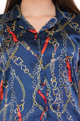 Blue Chain Shirt & Pant Co-Ord  Set              