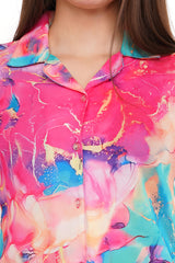 Pink Marble Shirt & Pant Co-Ord  Set