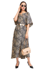 Black Marbal Long Kaftan with strings on the inside               