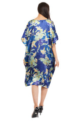 Blue Floral Short Kaftan with strings on the inside               